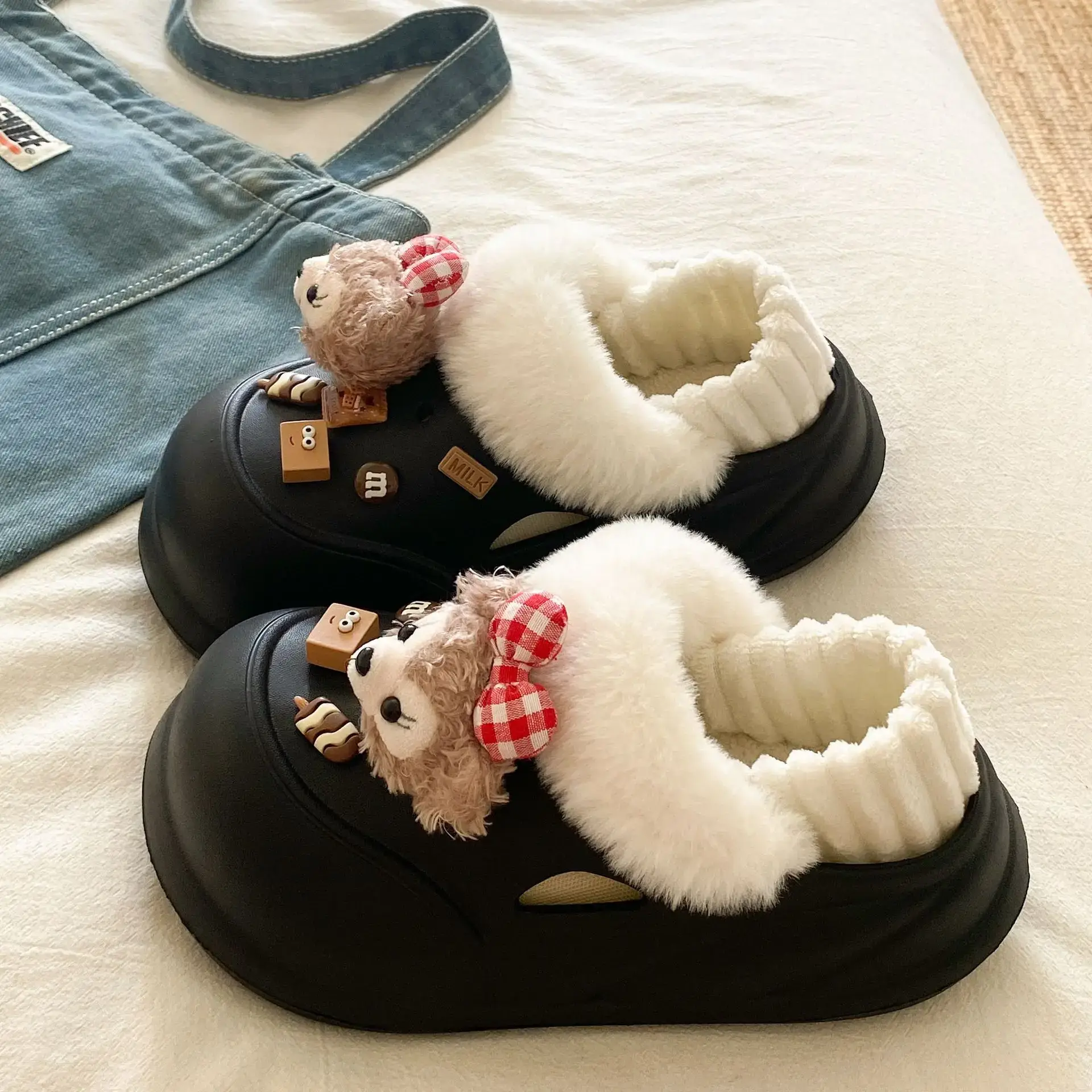Warm Cotton Detachable Slippers for Women Winter - Image 40