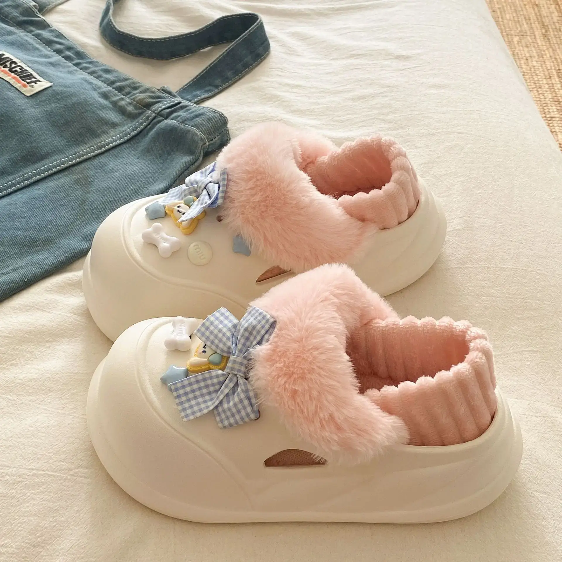 Warm Cotton Detachable Slippers for Women Winter - Image 41