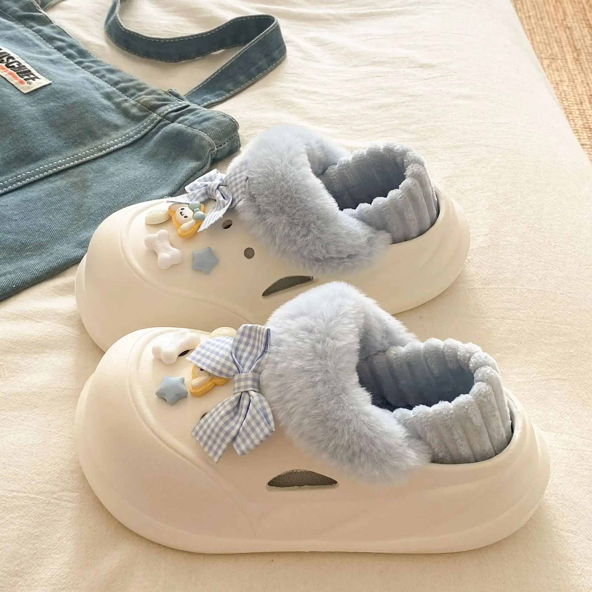 Warm Cotton Detachable Slippers for Women Winter - Image 42