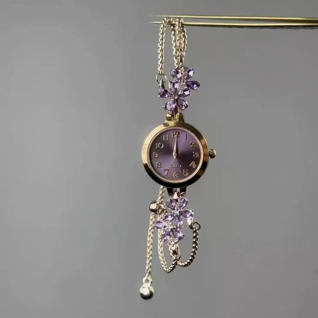 Vintage Wisteria Flower Adjustable Bracelet Light Luxury Retro Temperament Watch Daily Commuting Casual Watch — feature 5