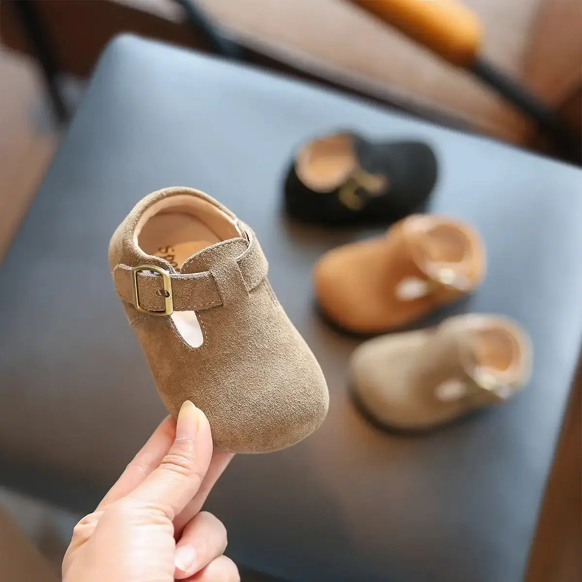 Girls' Leather Birkenstock Shoes Black Brown