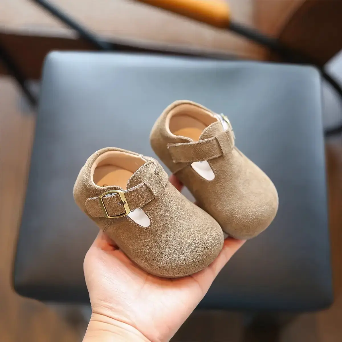 Girls' Leather Birkenstock Shoes Black Brown