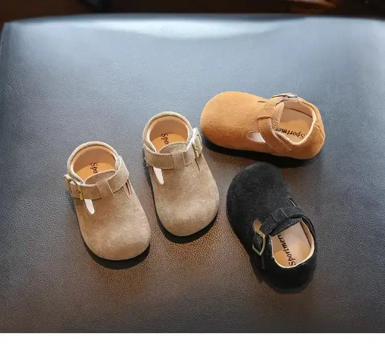 Girls' Leather Birkenstock Shoes Black Brown — feature 4