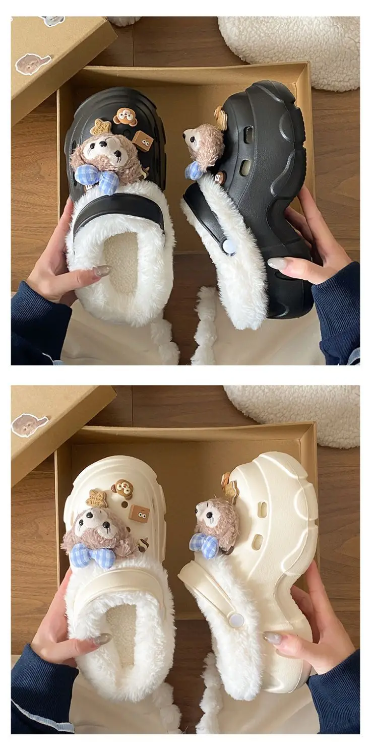 2025 Winter Ins Creative Eva Clogs Women's Thick-Soled Non-Slip Toe-Cap Arch Support Cotton Slippers — feature 17