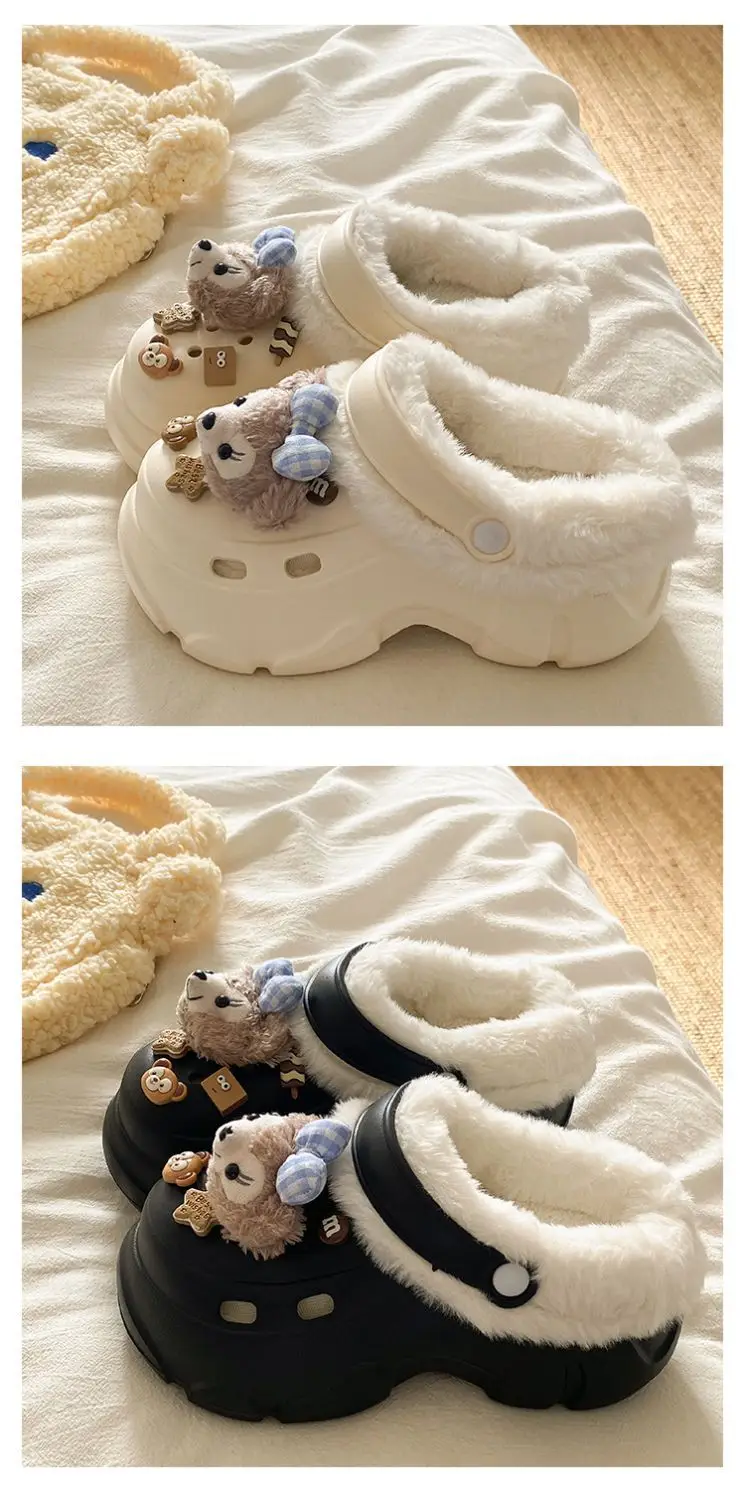 2025 Winter Ins Creative Eva Clogs Women's Thick-Soled Non-Slip Toe-Cap Arch Support Cotton Slippers — feature 18