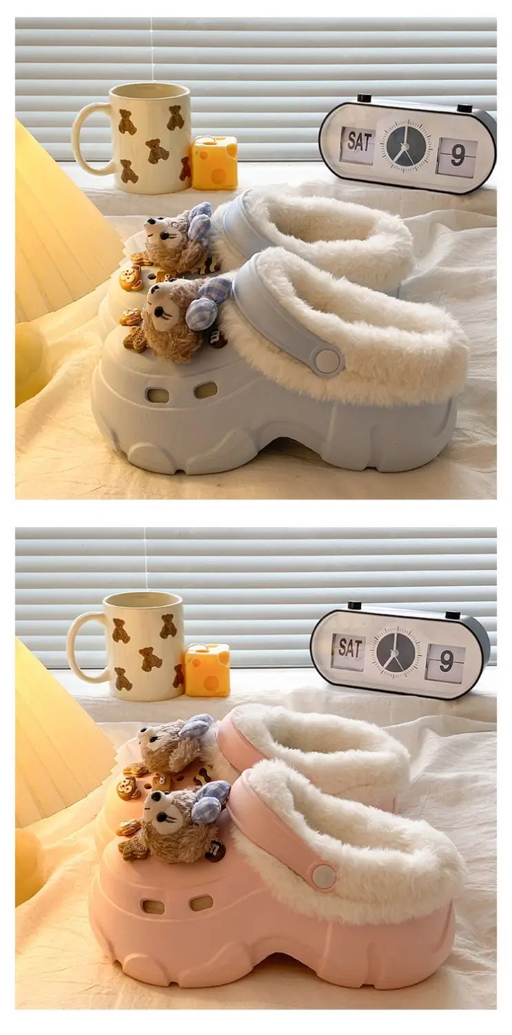 2025 Winter Ins Creative Eva Clogs Women's Thick-Soled Non-Slip Toe-Cap Arch Support Cotton Slippers — feature 23