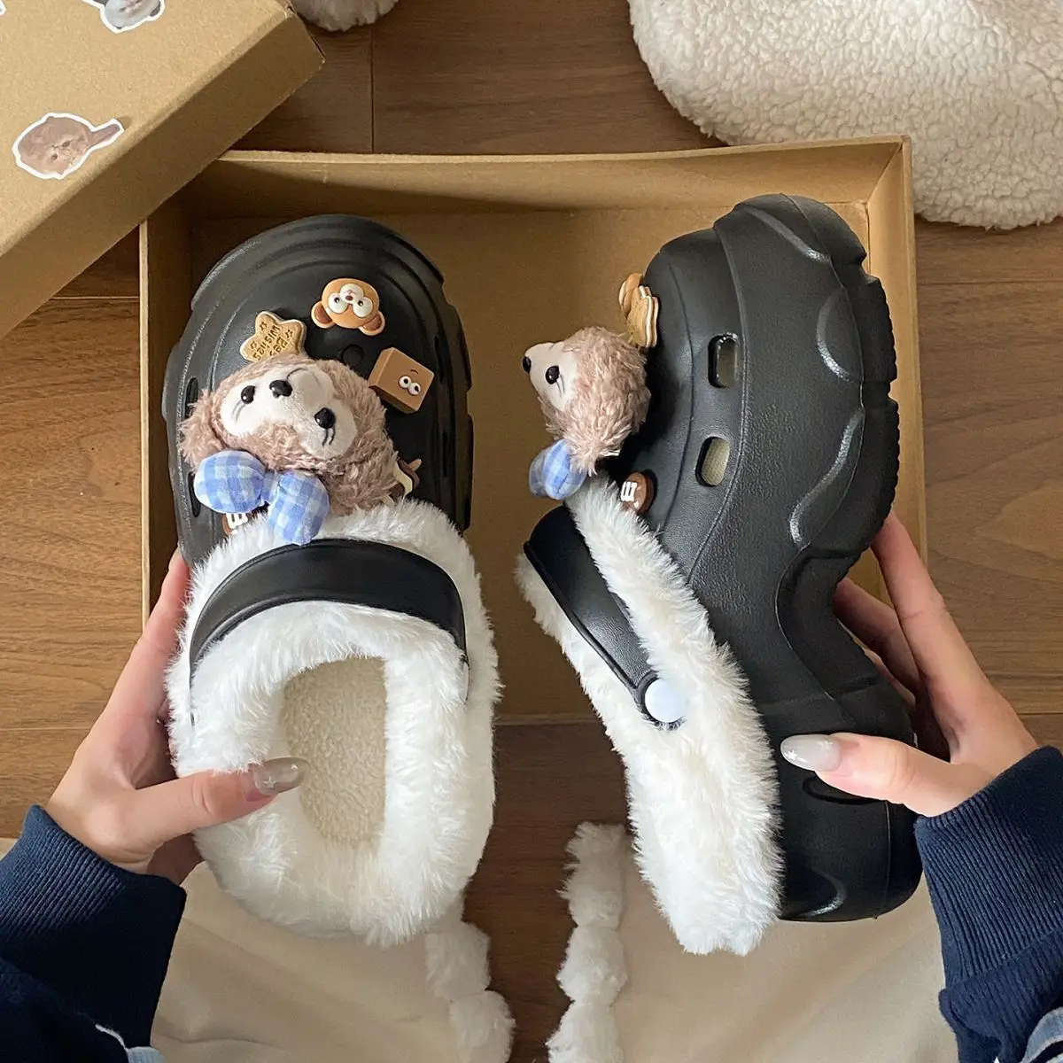 2025 Winter Ins Creative Eva Clogs Women's Thick-Soled Non-Slip Toe-Cap Arch Support Cotton Slippers — feature 24