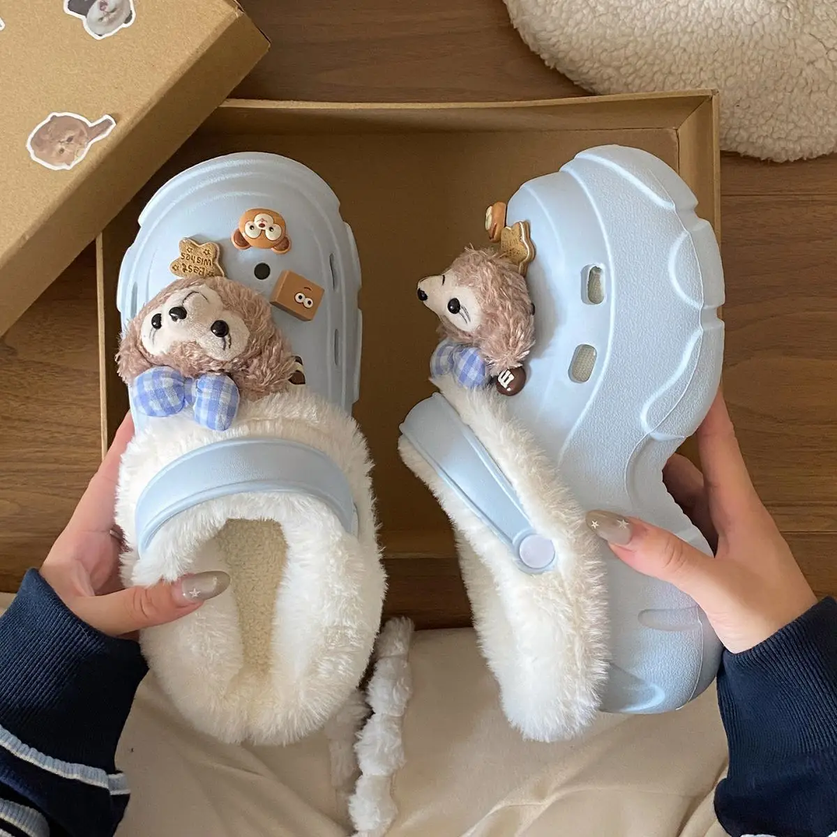 2025 Winter Ins Creative Eva Clogs Women's Thick-Soled Non-Slip Toe-Cap Arch Support Cotton Slippers — feature 35