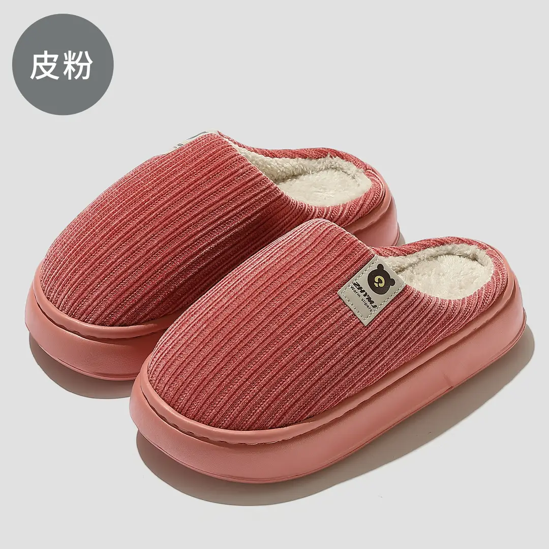 Warm Cotton Slippers for Women in Winter, Large Size for Couples, Indoor Plush Home Slippers with Soft Non-Slip Soles for Men and Women - Image 3