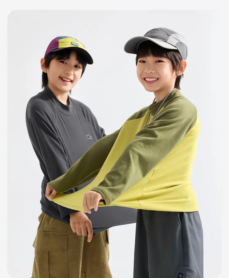 Children's Long Sleeve T-Shirt Light Green Grey — feature 35