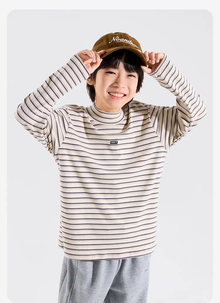 Children's Striped Long Sleeve T-Shirt Grey White — feature 16