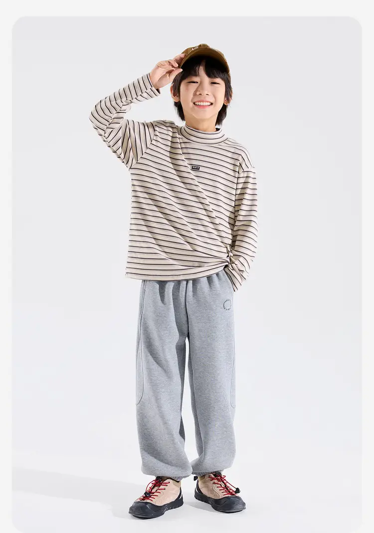 Children's Striped Long Sleeve T-Shirt Grey White — feature 17