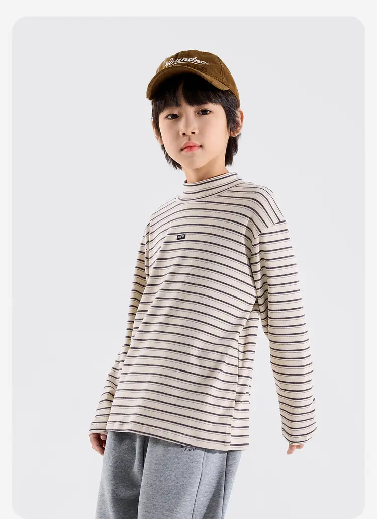 Children's Striped Long Sleeve T-Shirt Grey White — feature 18