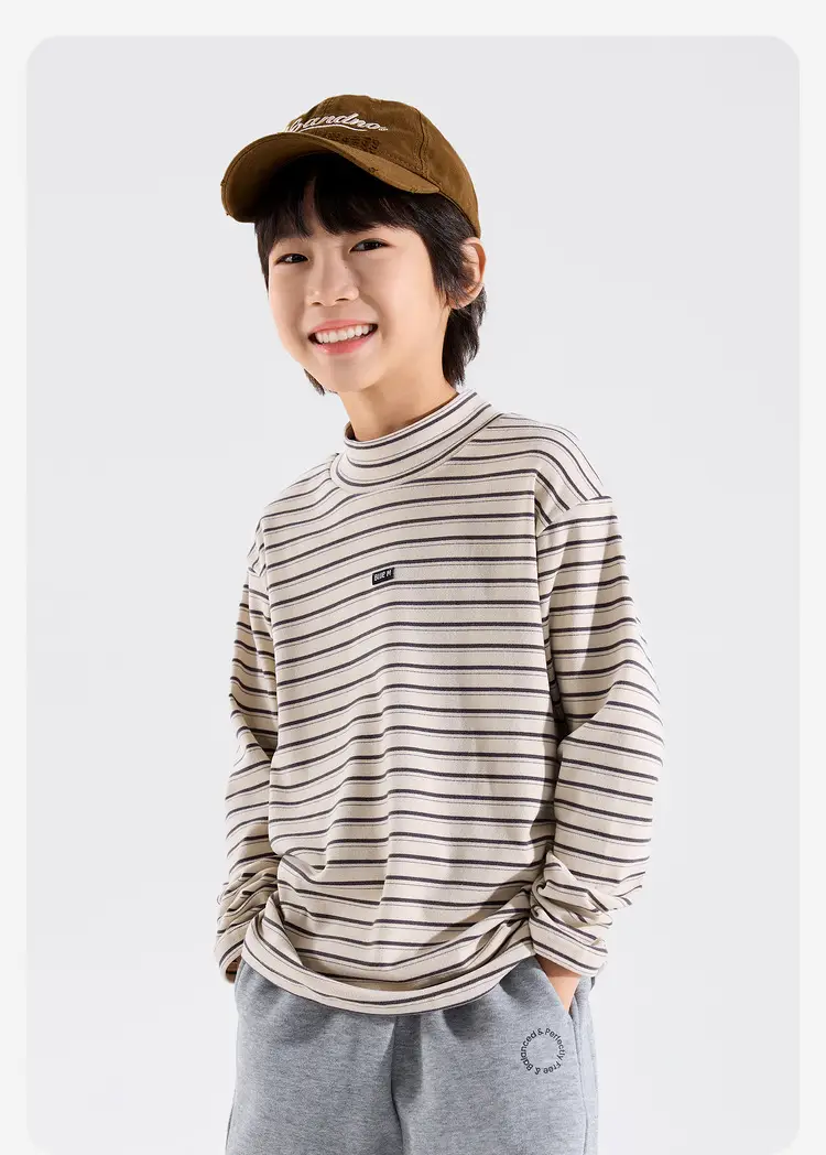 Children's Striped Long Sleeve T-Shirt Grey White — feature 21