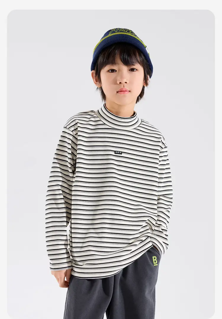 Children's Striped Long Sleeve T-Shirt Grey White — feature 22