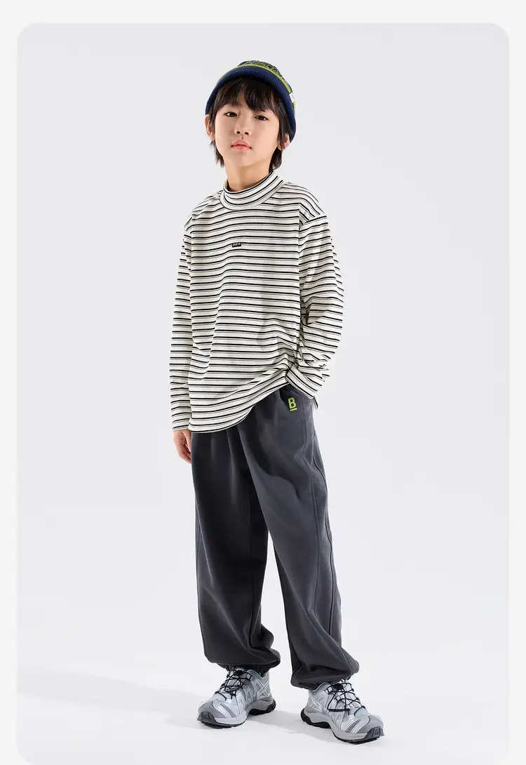 Children's Striped Long Sleeve T-Shirt Grey White — feature 23