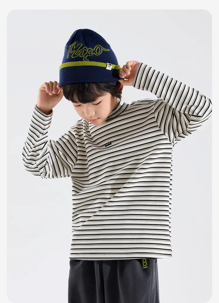 Children's Striped Long Sleeve T-Shirt Grey White — feature 24