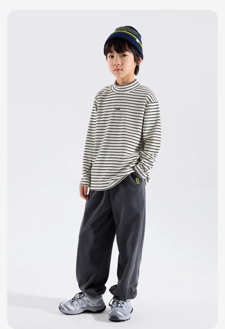 Children's Striped Long Sleeve T-Shirt Grey White — feature 27