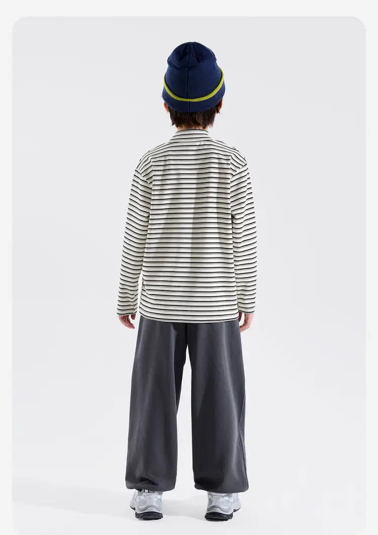Children's Striped Long Sleeve T-Shirt Grey White — feature 28