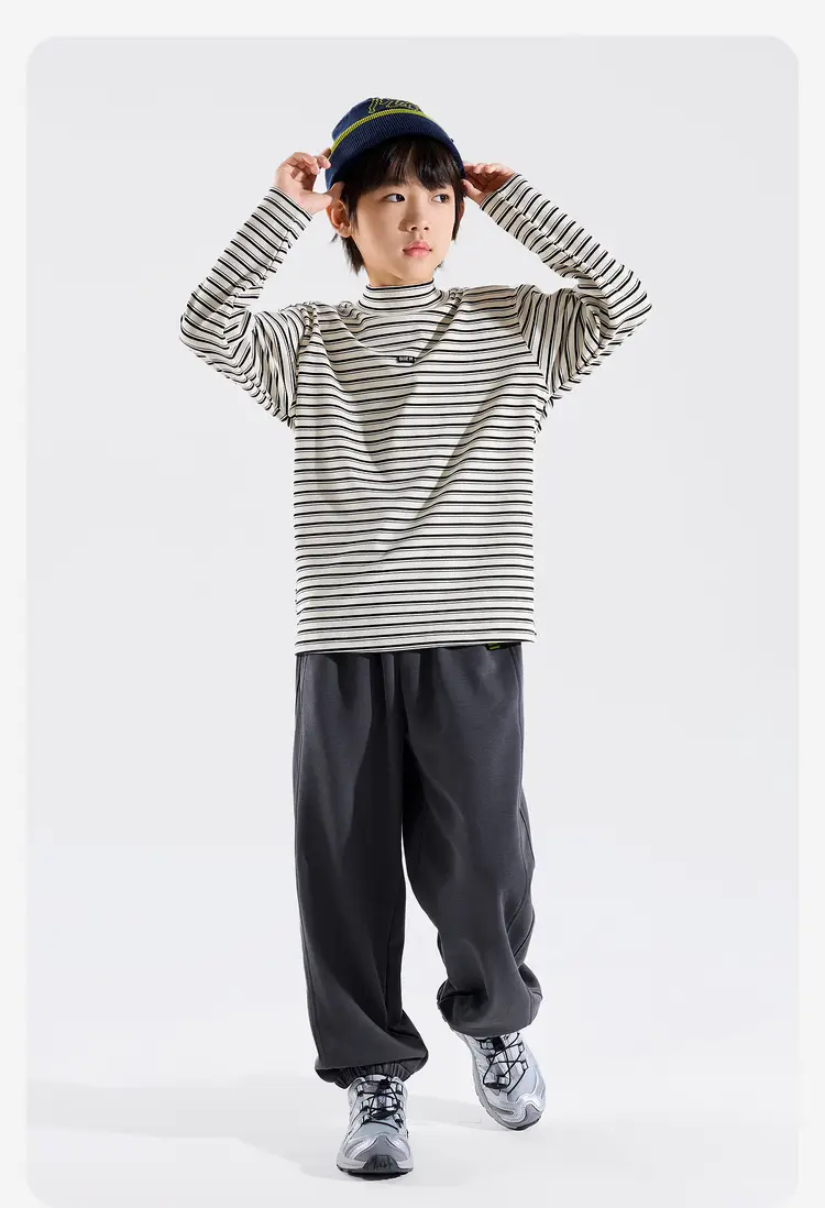Children's Striped Long Sleeve T-Shirt Grey White — feature 30