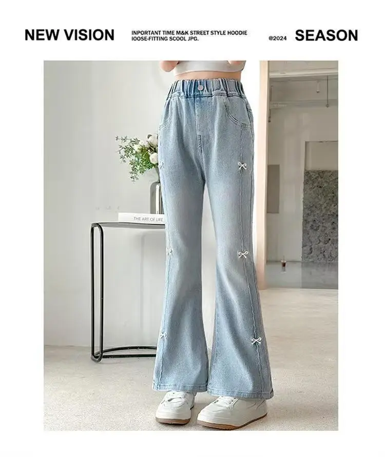 Girls' Flared Jeans Spring and Autumn 2025 New Children's Bell-Bottom Pants for Girls, Big Kids Autumn Outfit, Middle School Students' Pants — feature 17