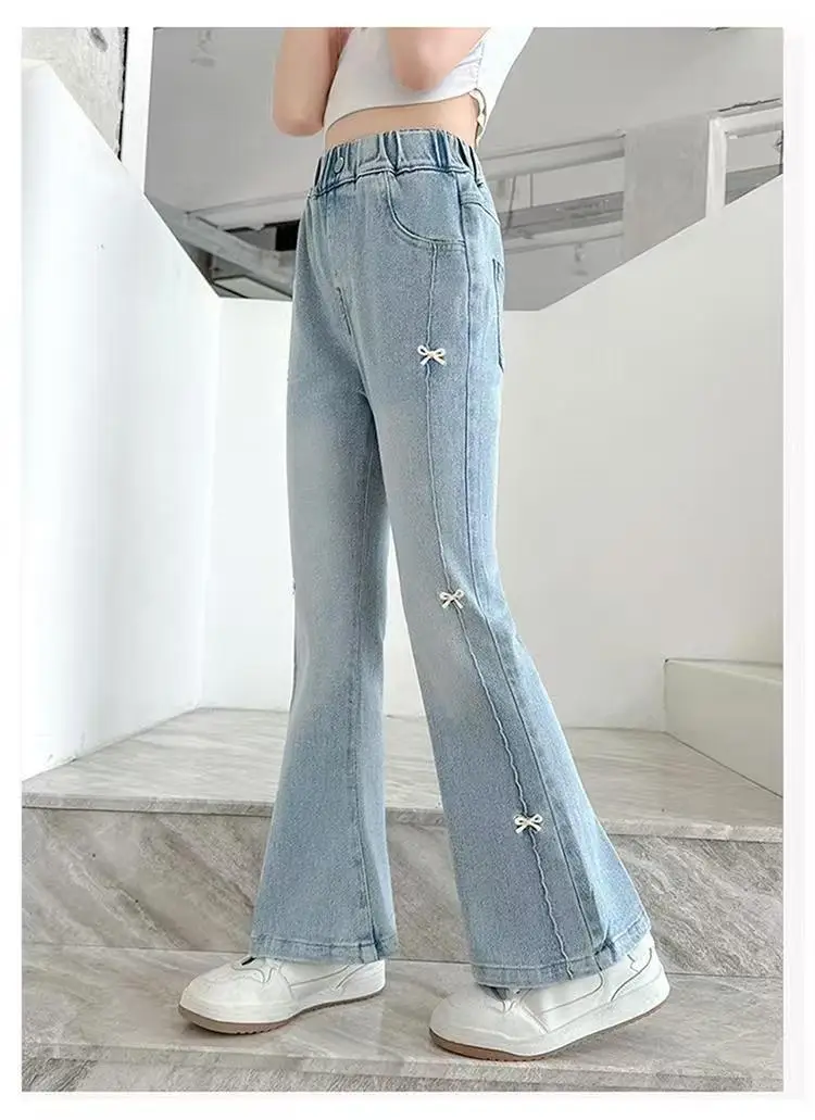 Girls' Flared Jeans Spring and Autumn 2025 New Children's Bell-Bottom Pants for Girls, Big Kids Autumn Outfit, Middle School Students' Pants — feature 20