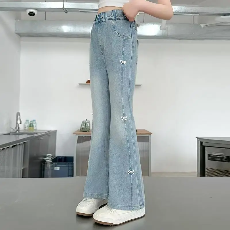 Girls' Flared Jeans Spring and Autumn 2025 New Children's Bell-Bottom Pants for Girls, Big Kids Autumn Outfit, Middle School Students' Pants — feature 7