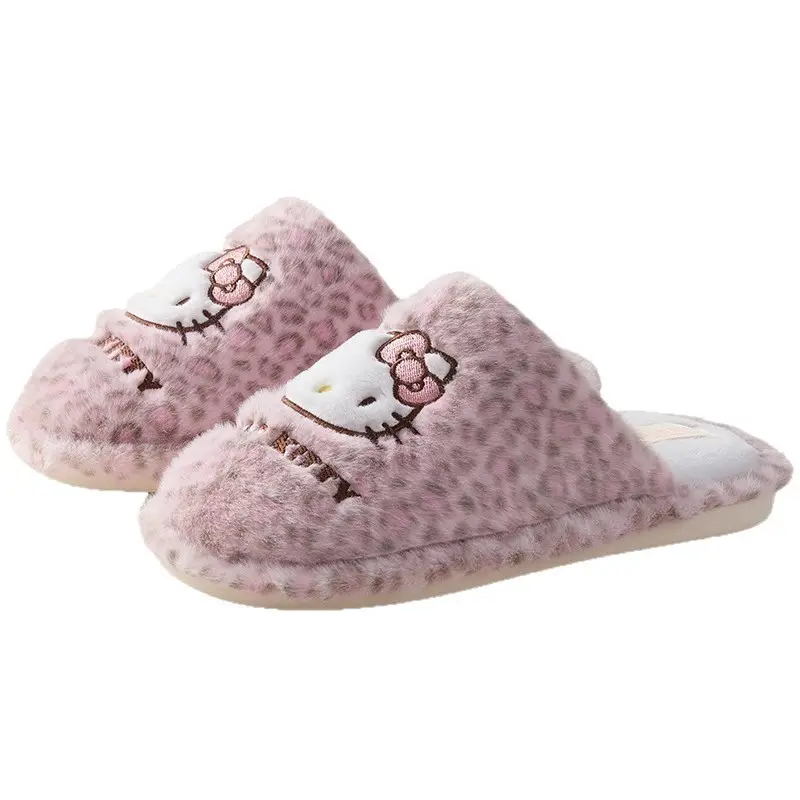 Qidan Shoe Factory Genuine Sanrio Cotton Slippers for Women Autumn and Winter Home Indoor Fleece-Lined Warm Anti-Slip Floor Slippers