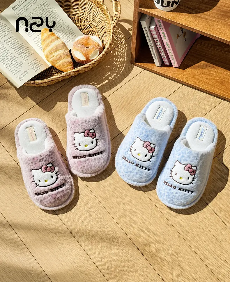 Qidan Shoe Factory Genuine Sanrio Cotton Slippers for Women Autumn and Winter Home Indoor Fleece-Lined Warm Anti-Slip Floor Slippers — feature 1