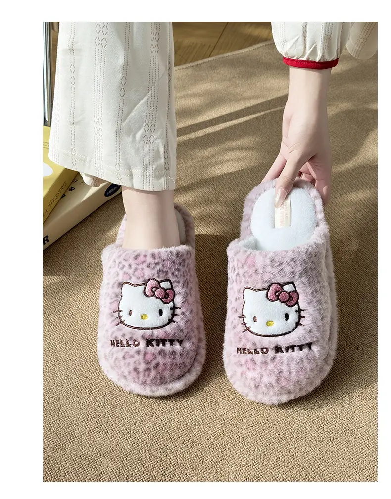 Qidan Shoe Factory Genuine Sanrio Cotton Slippers for Women Autumn and Winter Home Indoor Fleece-Lined Warm Anti-Slip Floor Slippers — feature 6