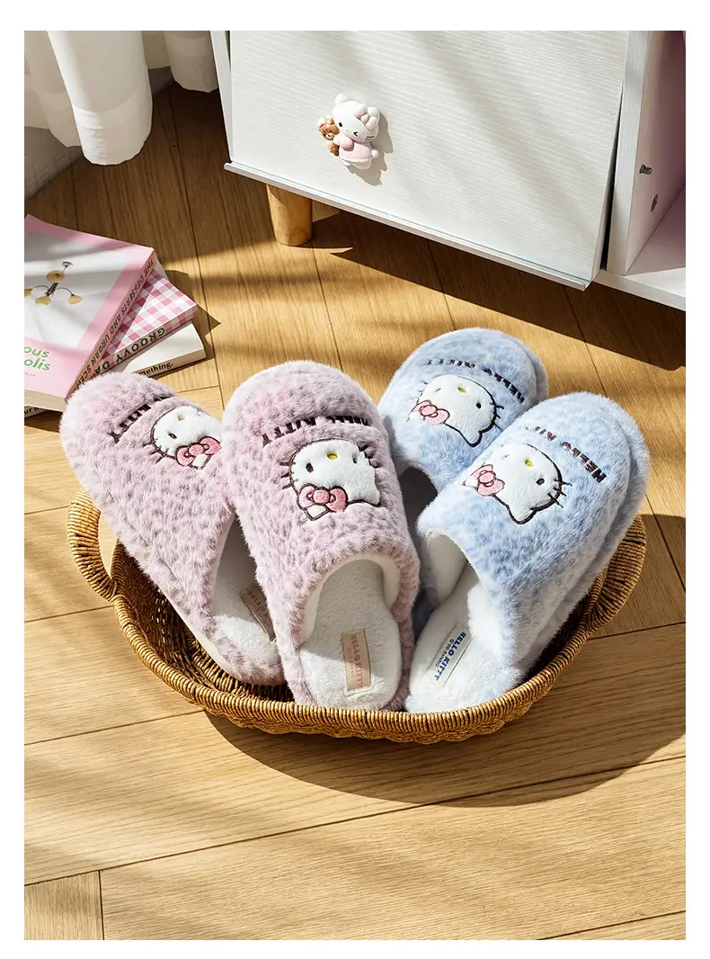 Qidan Shoe Factory Genuine Sanrio Cotton Slippers for Women Autumn and Winter Home Indoor Fleece-Lined Warm Anti-Slip Floor Slippers — feature 8