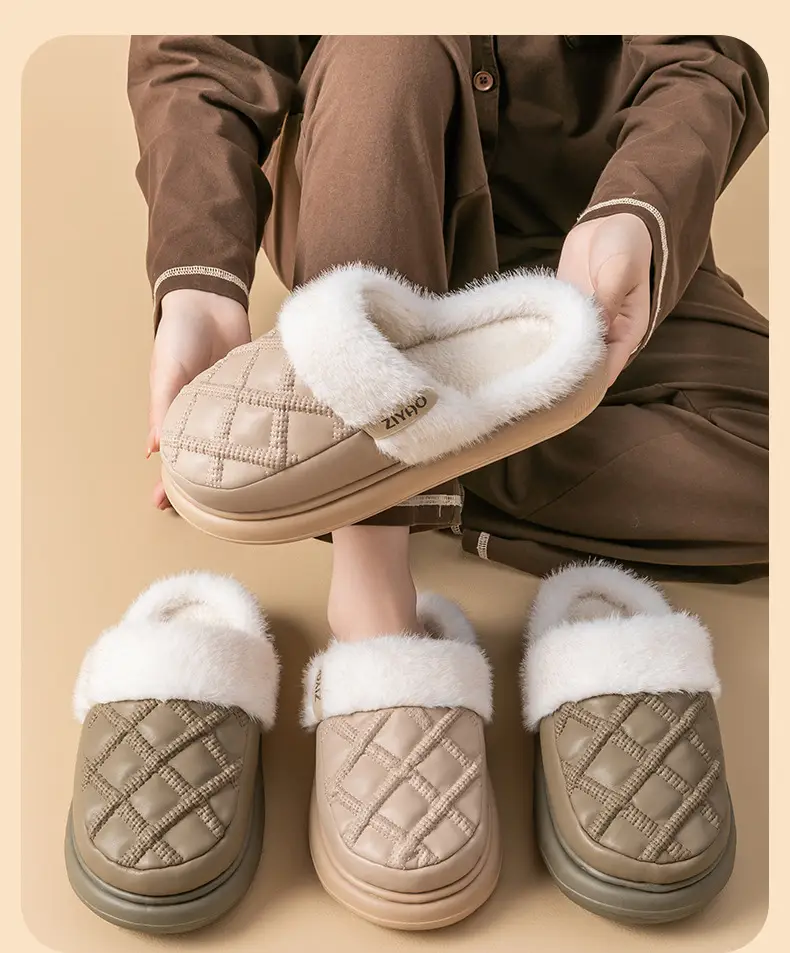 Women Winter Warm PU Leather Slippers — feature 13