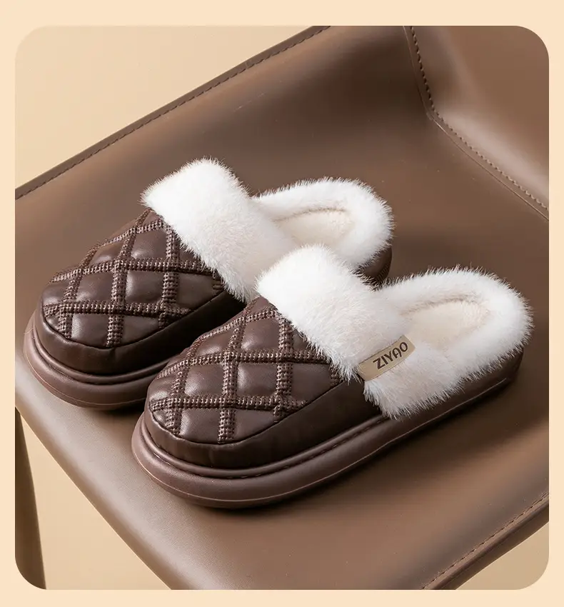 Women Winter Warm PU Leather Slippers — feature 15