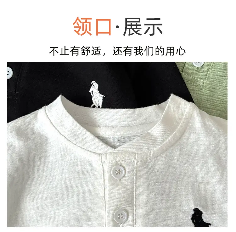 Kids Black Polo T-Shirt Long Sleeve V Neck 2025 — feature 5