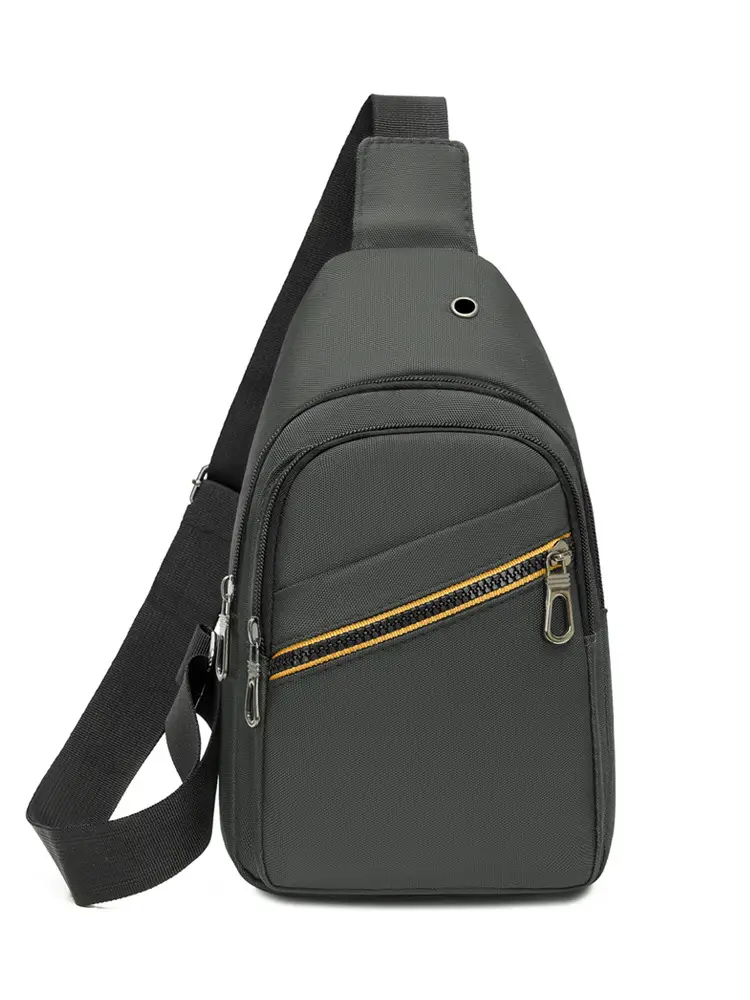 Men's Blue & Black Crossbody Shoulder Bag with Yellow Zipper - Image 8