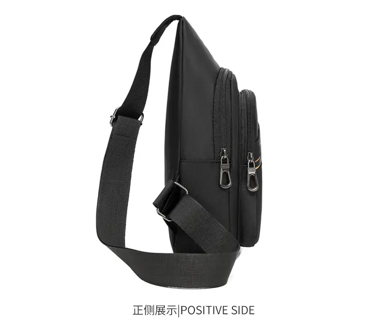 Men's Blue & Black Crossbody Shoulder Bag with Yellow Zipper — feature 19