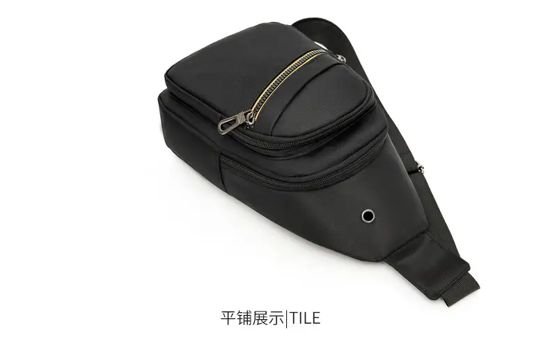Men's Blue & Black Crossbody Shoulder Bag with Yellow Zipper — feature 22
