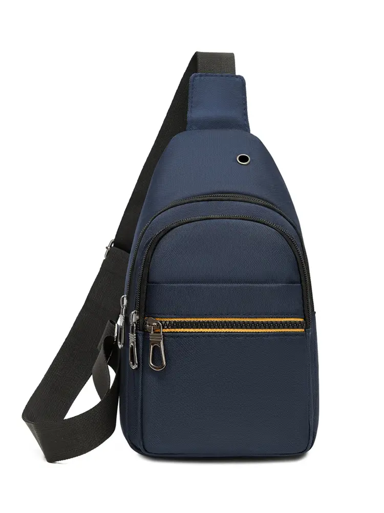 Men's Waterproof Nylon Crossbody Bag Blue Black Multi Compartment - Image 8