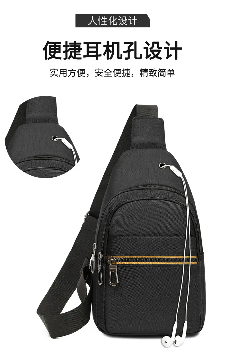 Men's Waterproof Nylon Crossbody Bag Blue Black Multi Compartment — feature 10