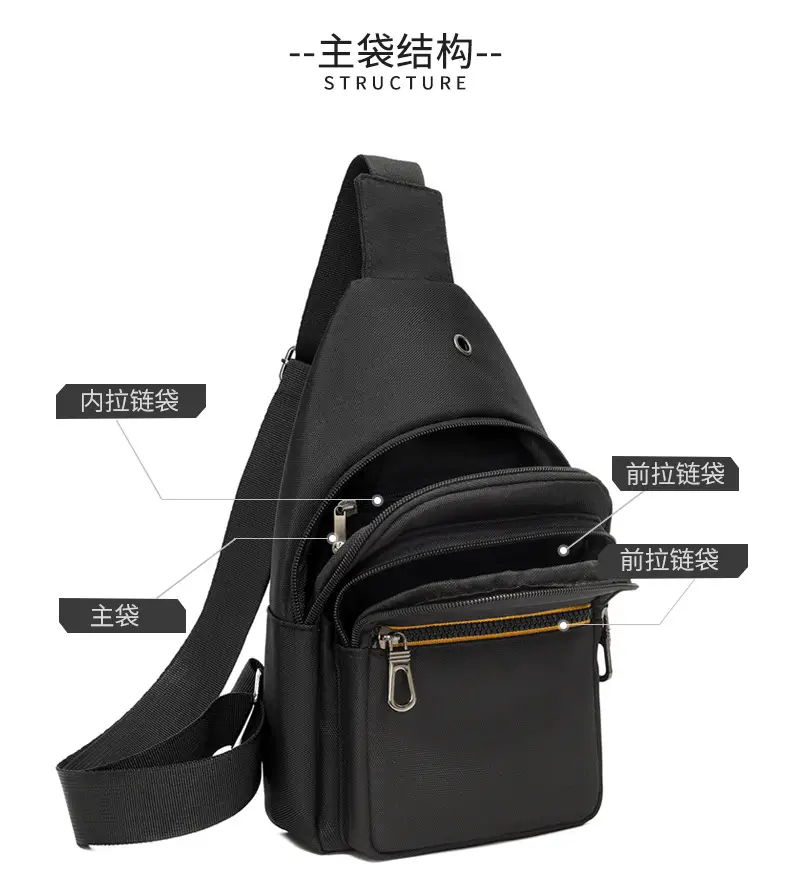Men's Waterproof Nylon Crossbody Bag Blue Black Multi Compartment — feature 11