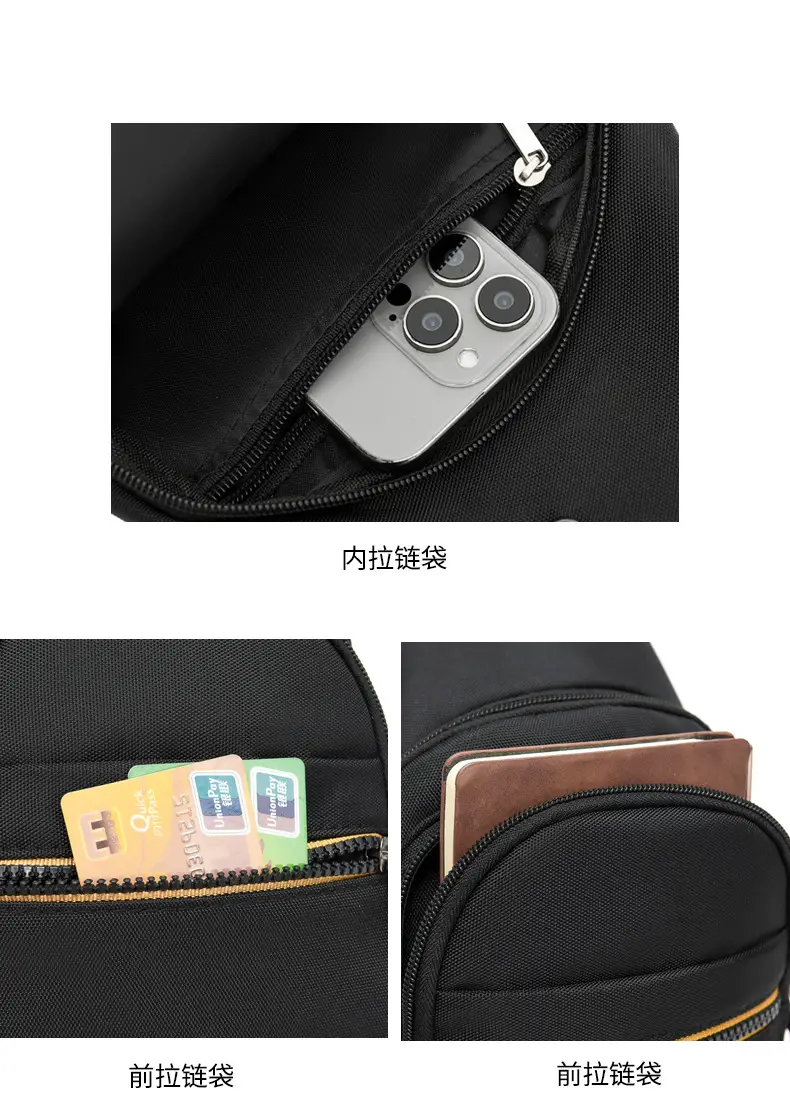 Men's Waterproof Nylon Crossbody Bag Blue Black Multi Compartment — feature 12
