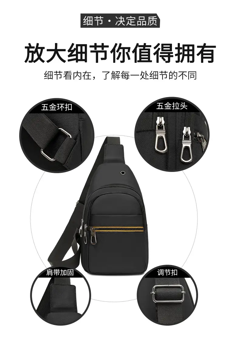 Men's Waterproof Nylon Crossbody Bag Blue Black Multi Compartment — feature 14