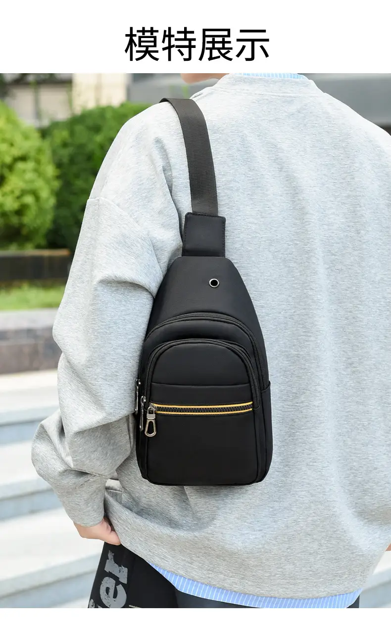 Men's Waterproof Nylon Crossbody Bag Blue Black Multi Compartment — feature 17