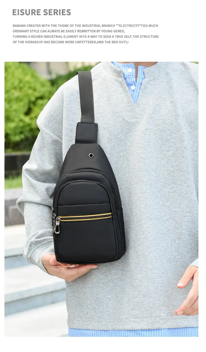 Men's Waterproof Nylon Crossbody Bag Blue Black Multi Compartment — feature 18