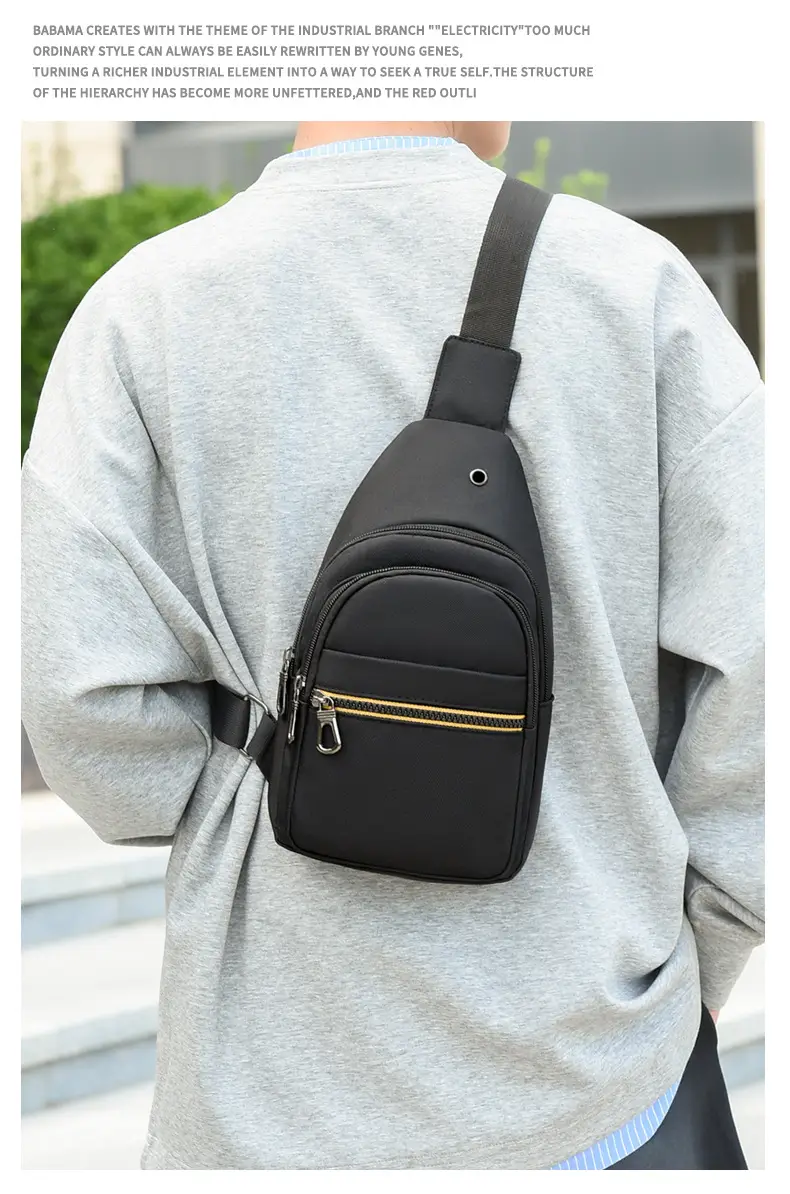 Men's Waterproof Nylon Crossbody Bag Blue Black Multi Compartment — feature 19