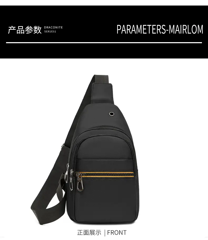 Men's Waterproof Nylon Crossbody Bag Blue Black Multi Compartment — feature 24