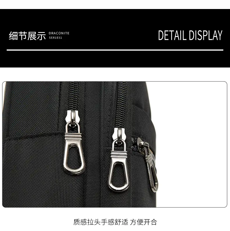 Men's Waterproof Nylon Crossbody Bag Blue Black Multi Compartment — feature 30