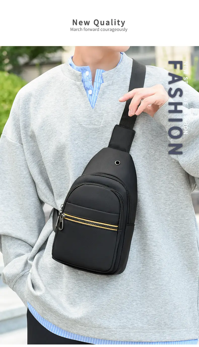 Men's Waterproof Nylon Crossbody Bag Blue Black Multi Compartment — feature 4