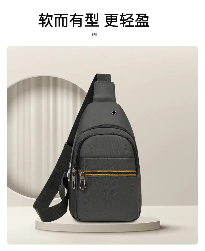 Men's Waterproof Nylon Crossbody Bag Blue Black Multi Compartment — feature 9