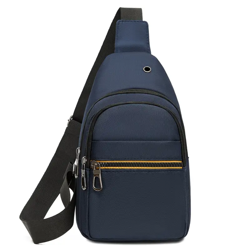 Men's Waterproof Nylon Crossbody Bag Blue Black Multi Compartment - Image 3